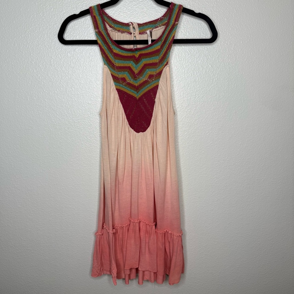 Free People Vintage Crochet‎ Ruffle Ombré Tunic Top